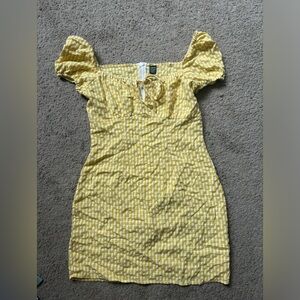 Yellow and White striped mini dress - size medium